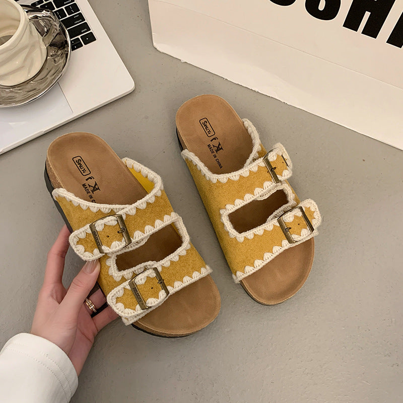 Women's Genuine Thick-soled Summer Fashion Outerwear Half Slippers