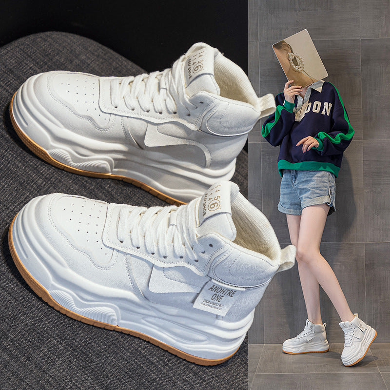 Women's White Trendy Autumn Korean Style Versatile Sneakers