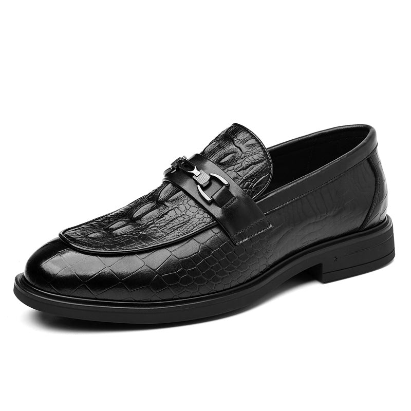 Men's Autumn Platform Slip-on Lofter Male Crocodile Pattern Men's Business Leather Shoes