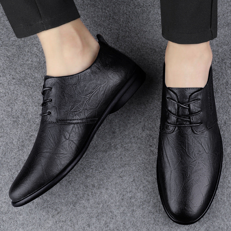 Men's Cowhide Business Formal Breathable Green Korean Leather Shoes