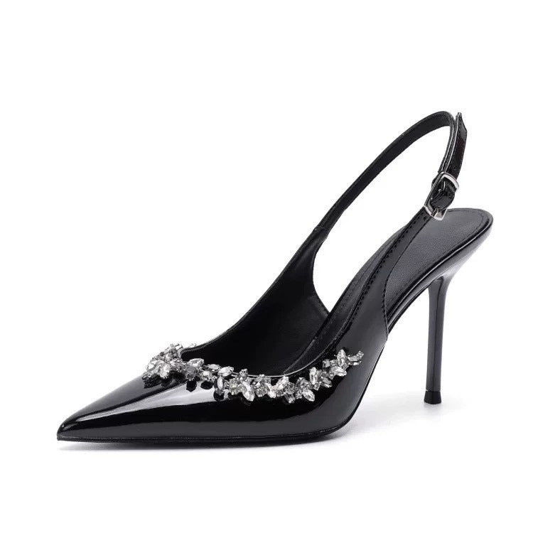Women's Spring Lining Stiletto Pointed Rhinestone Ornament Heels