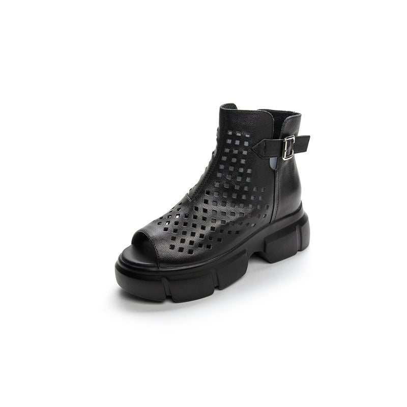 Women's Thick-soled Summer Genuine Hole Chunky Roman Sandals