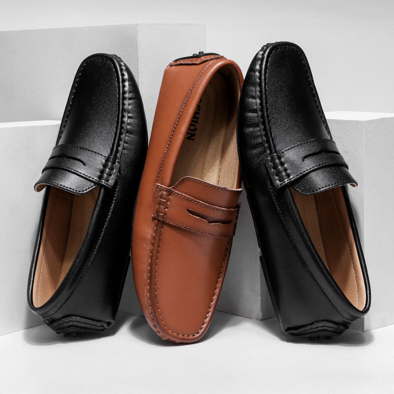 Men's Spring Plus Size Fashionable Trendy Slip-on Leather Shoes