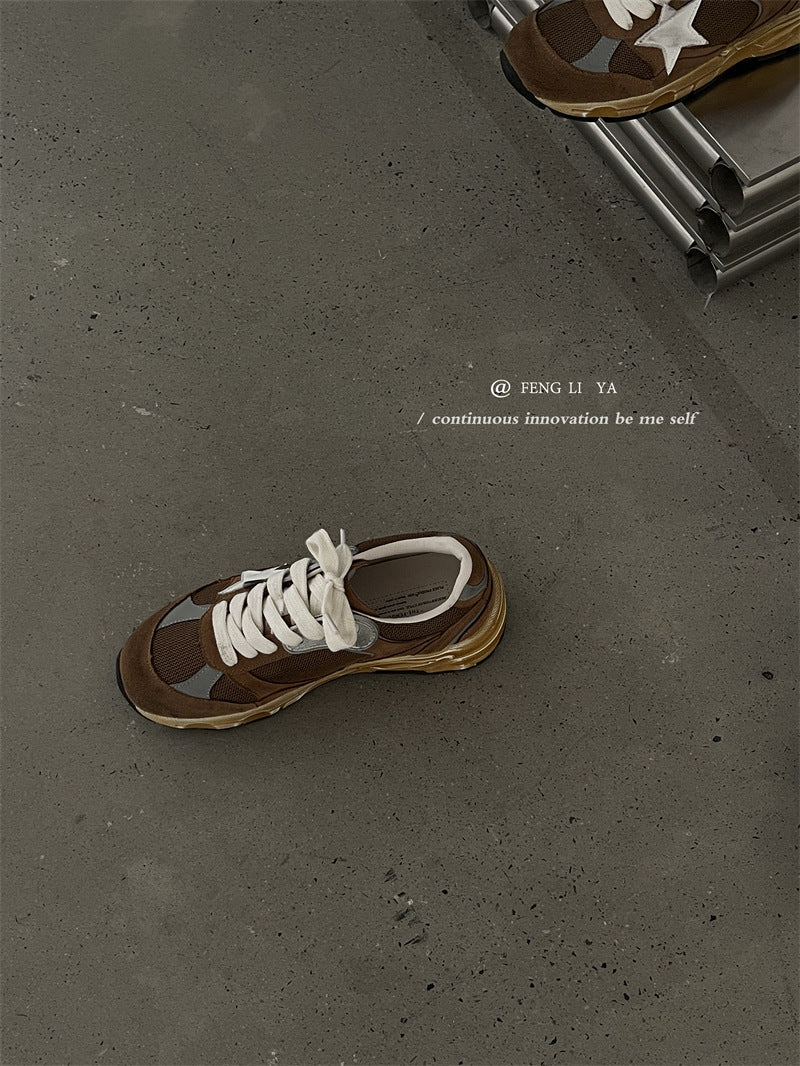 Handmade Old Thick Bottom Dirty Mesh Casual Shoes