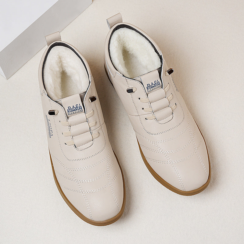 Men's Breathable Soft Bottom White Slip-on Lazy Leather Shoes