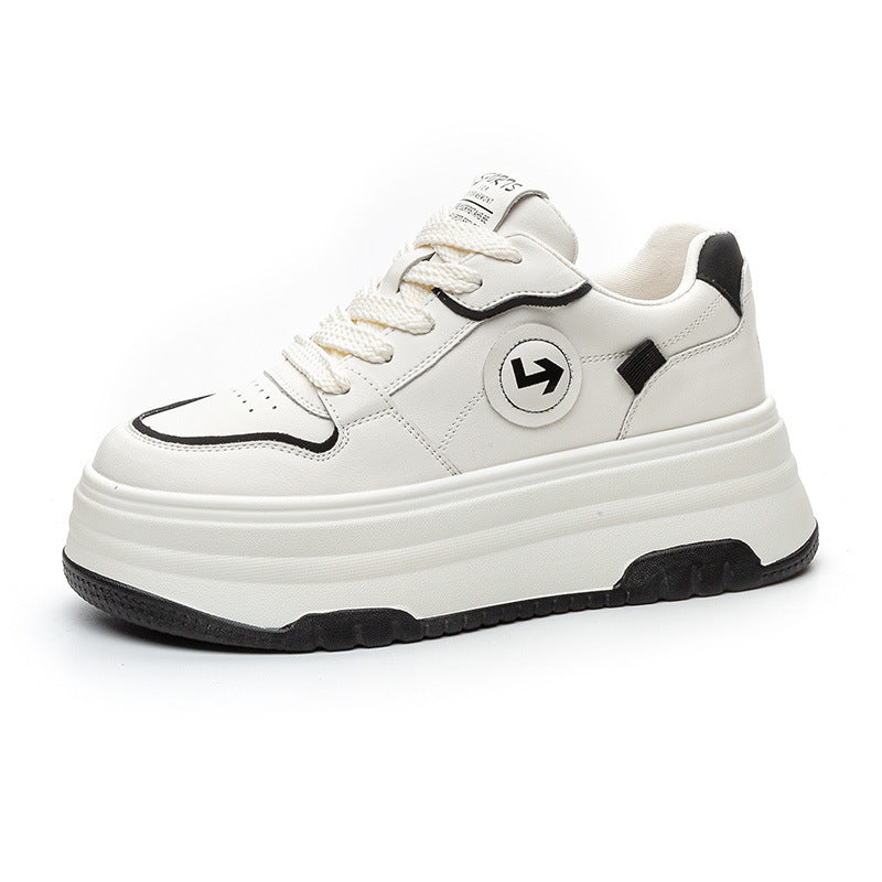 Women's Thick-soled White Height Increasing Small Platform Casual Shoes