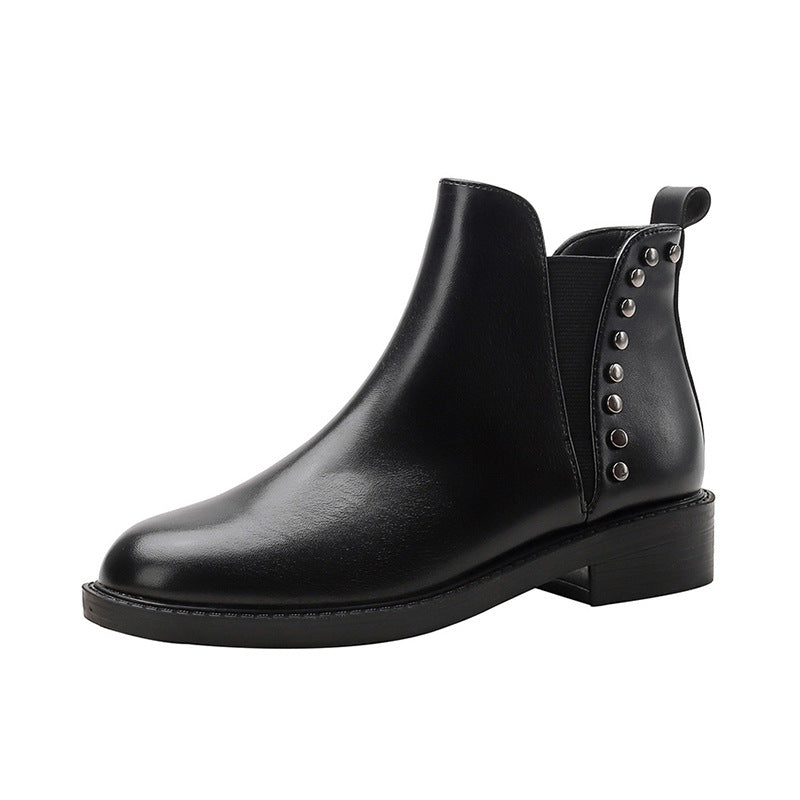 Women's Ankle Fleece-lined Thin Chelsea Flat Martin Boots