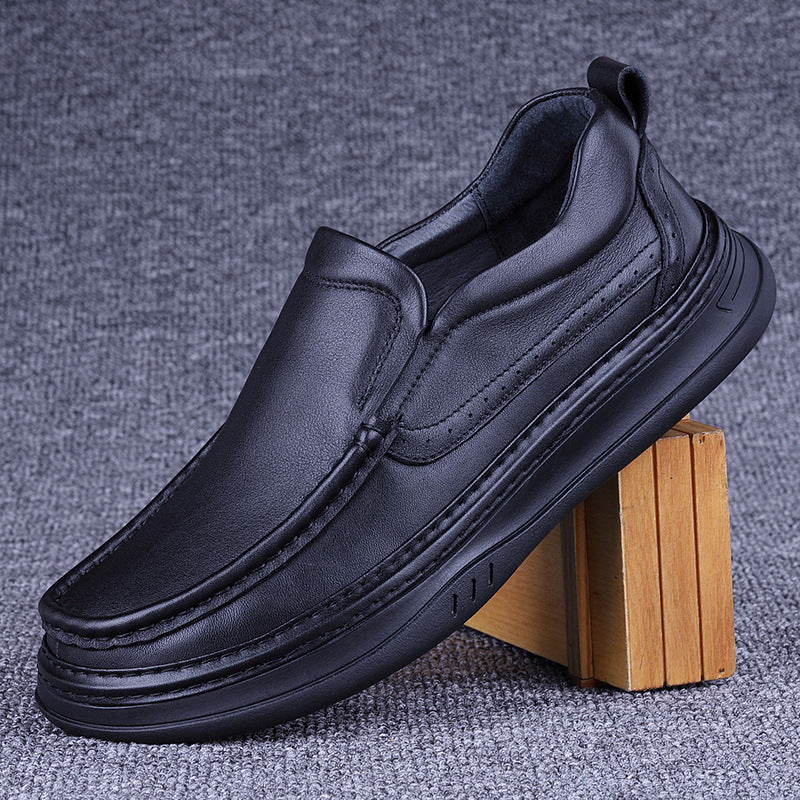 Men's Genuine First Layer Cowhide Solid Platform Plus Veet Stitching Men's Casual Leather Shoes
