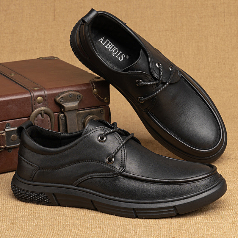 Men's Autumn Breathable Wearable First Layer Cowhide Leather Shoes
