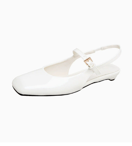Women's Cowhide Version French Closed Toe Mary Jane Buckle Sandals