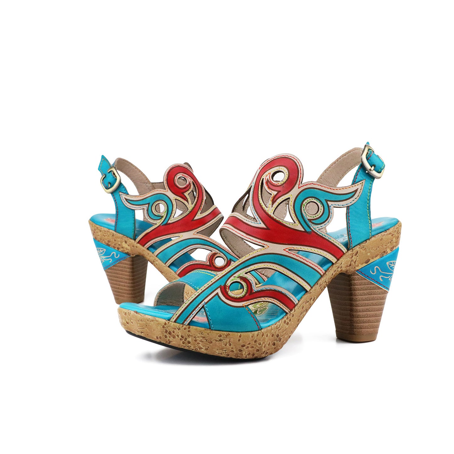 Blue Meng Die Vintage Ethnic Style First Heels