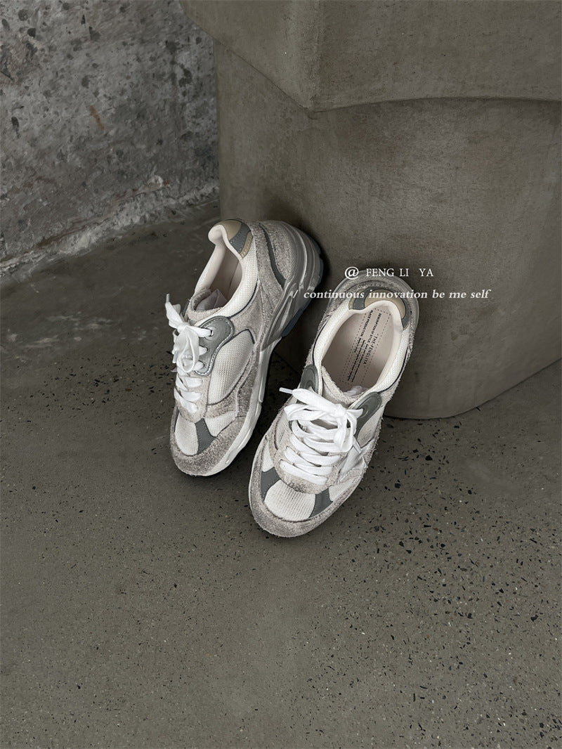 Handmade Old Thick Bottom Dirty Mesh Casual Shoes