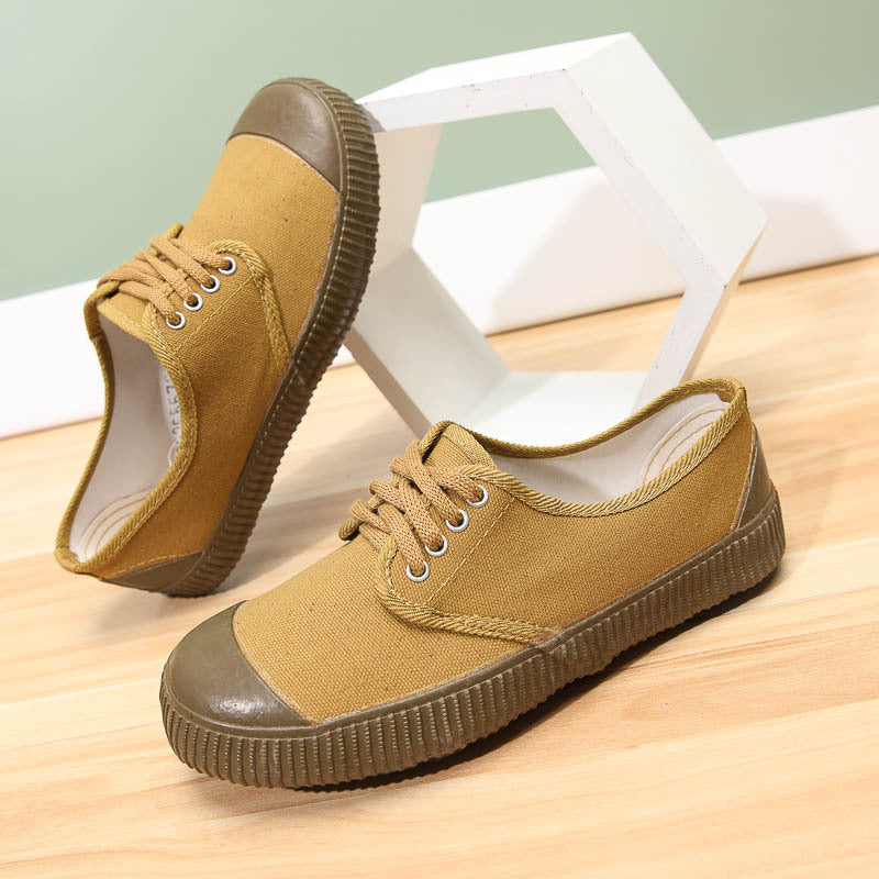 Men's Military Training Liberation Yellow Rubber Vulcanized Canvas Shoes