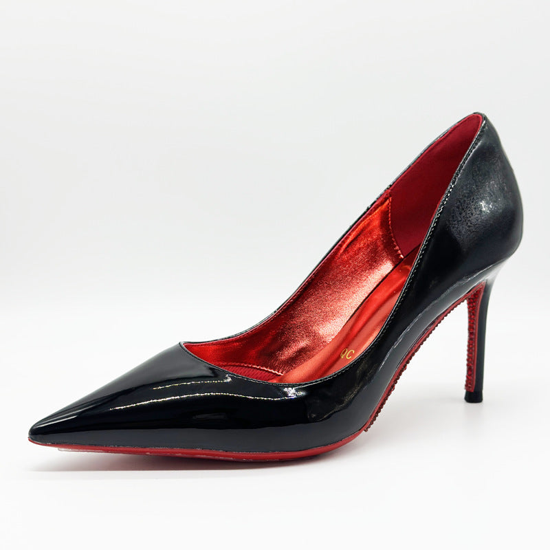 With Toe Protection Air Cotton Side Empty Pointed Red High Women's Fashion Shoes