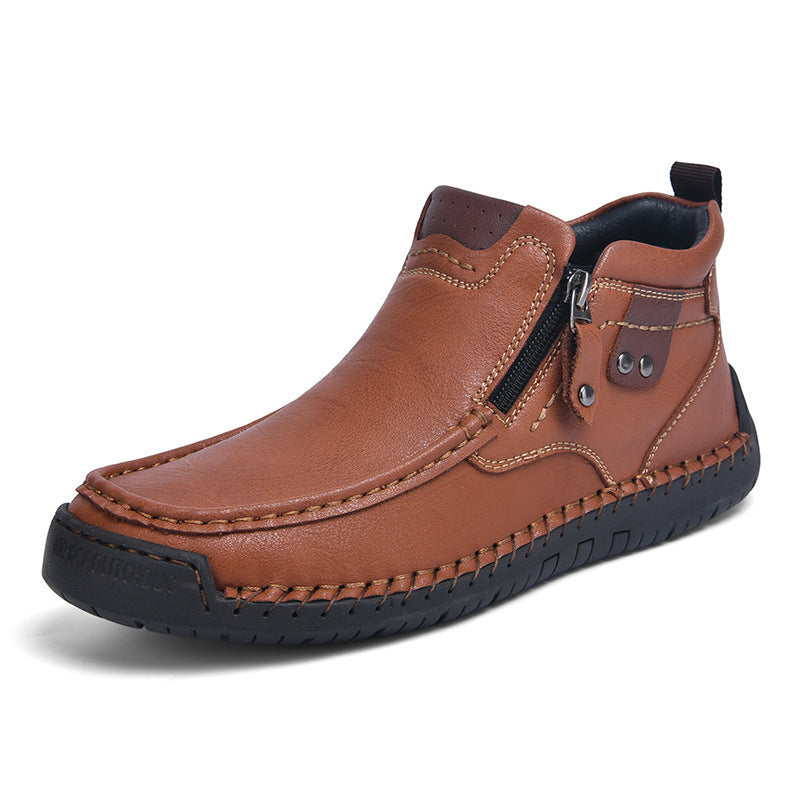 Men's Winter Side Zipper Fashion Short Plus Leather Shoes