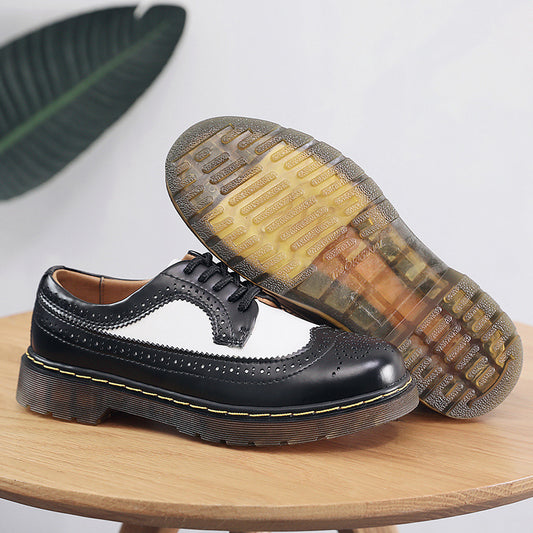 Women's & Men's Martin Low-cut Hole Genuine Brogue Round Head Casual Shoes