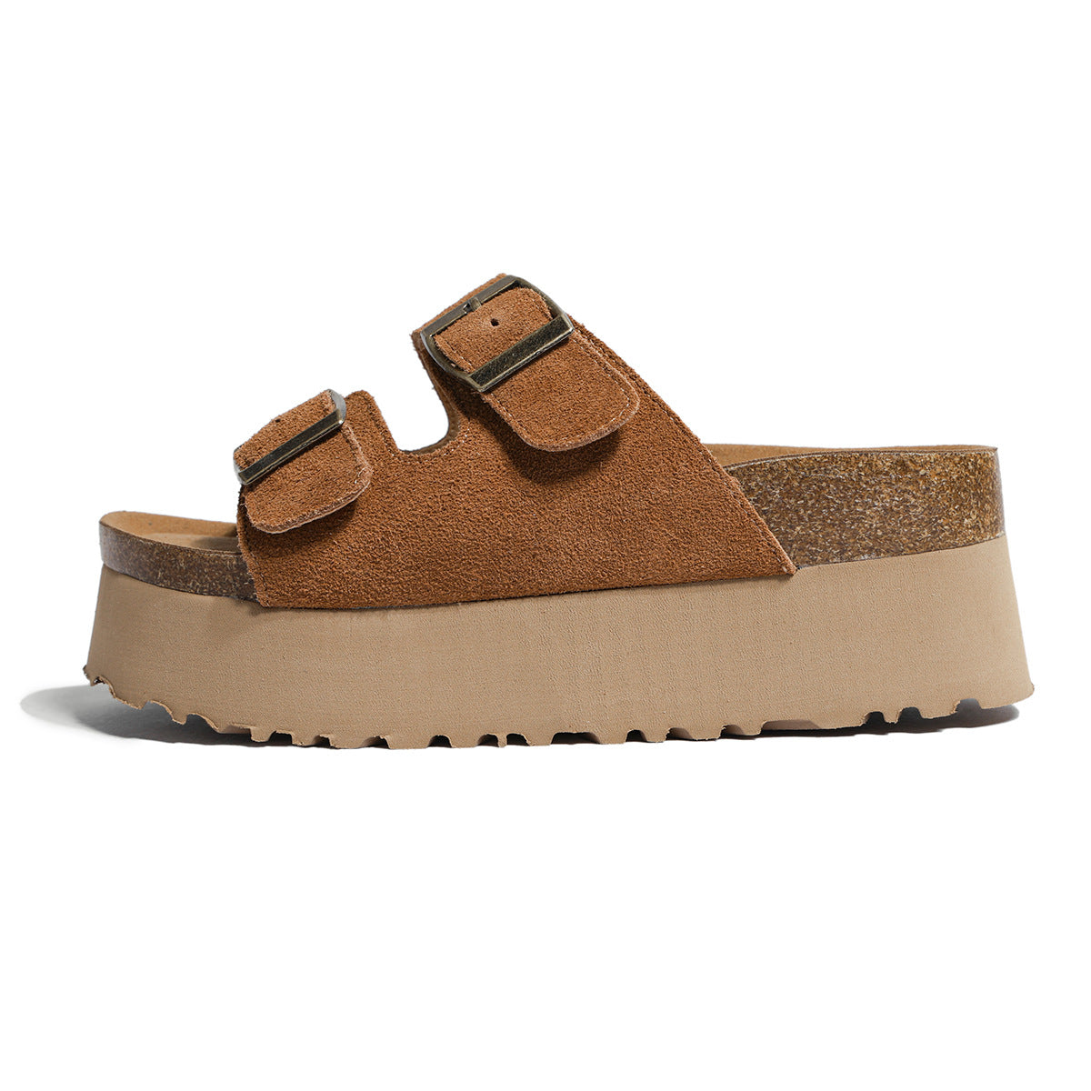 Women's High-rise Beach Retro Double Buckle Short Slippers