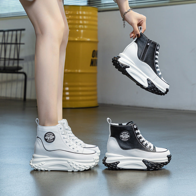 Women's Winter Genuine Elevator Platform Wedge White Women's Shoes