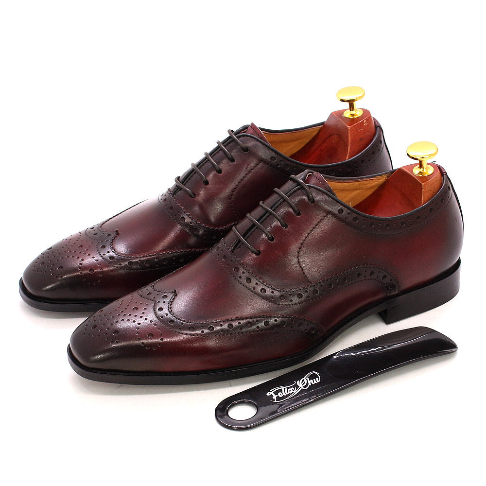 Men's British Style Brogue Oxford Business Breathable Leather Shoes