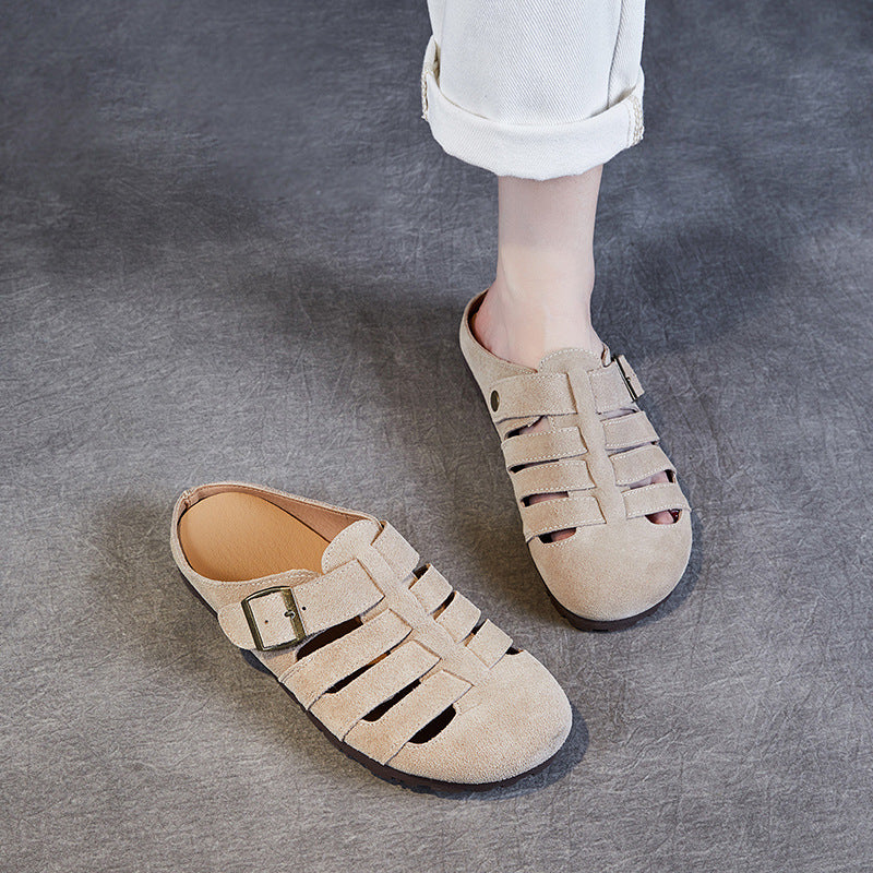 Women's Retro Roman Half Summer Toe Box Soft Bottom Sandals