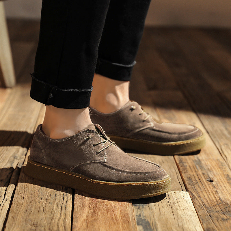 Men's Retro Suede Platform Fur-lined Matte Calf Casual Shoes