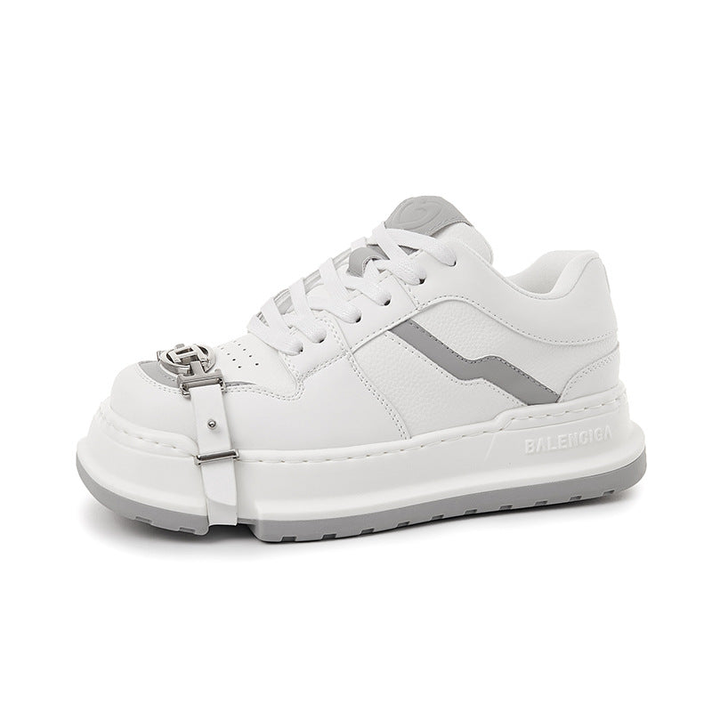 Women's Square Toe Thick Bottom Couple Thin British Casual Shoes