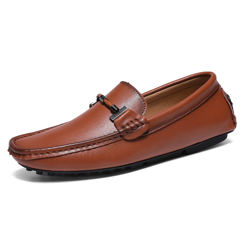 Men's Spring Plus Size Fashionable Trendy Slip-on Leather Shoes