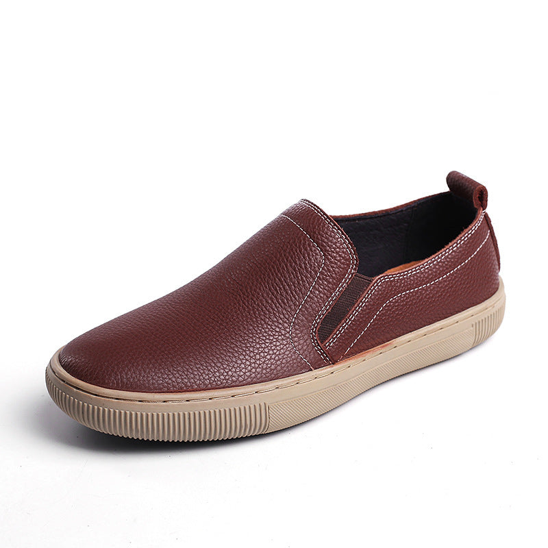 Men's Layer Cowhide Low-cut Slip-on Lofter Lightweight Pumps Fashion Business Men's Shoes