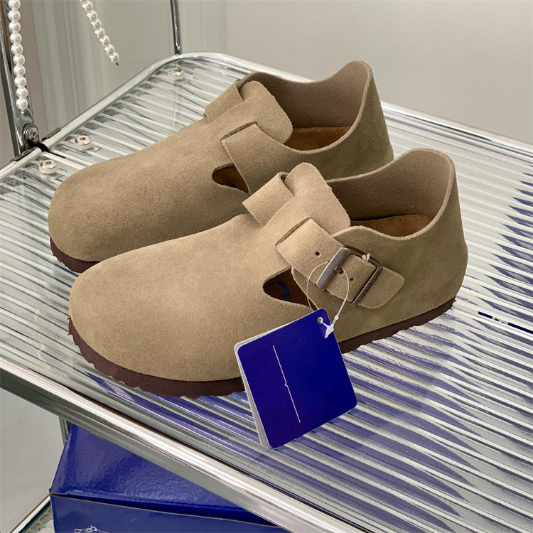 Women's Authentic Toe Box Cork Platform Slip-on Casual Shoes