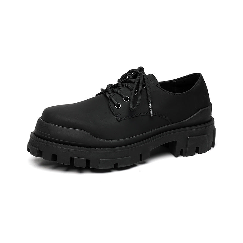 Men's Platform Black Increased Derby Matte Casual Shoes