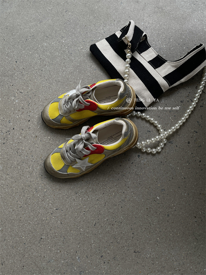 Handmade Old Thick Bottom Dirty Mesh Casual Shoes