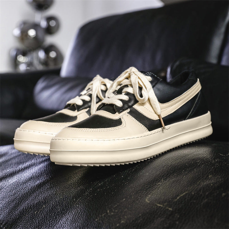 Men's White High Street Design Stitching Platform Sneakers