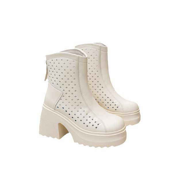 Women's Elevator Perforated High Riding Platform Skinny Sandals