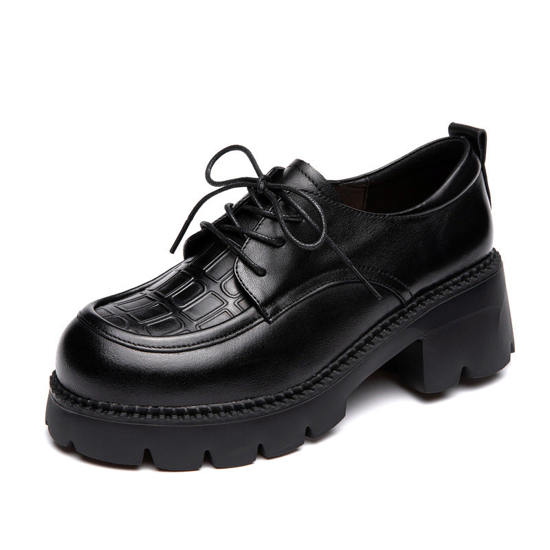 Women's First Layer Cowhide Leisure Foam Platform Casual Shoes