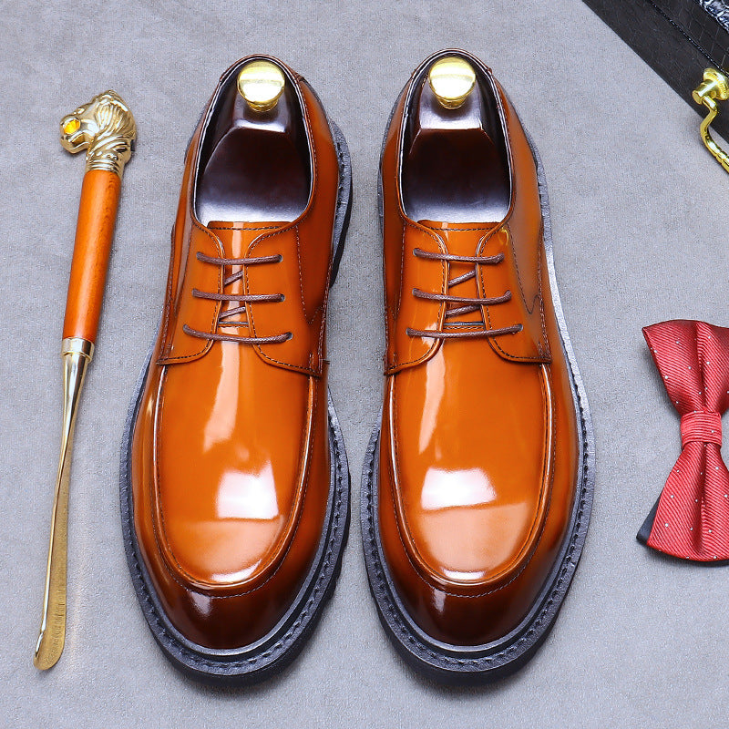 Men's Automatic Distribution Exclusive Genuine Business Derby Leather Shoes