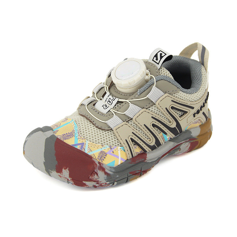 Children's Autumn Color Bottom Button Kindergarten Kid's Sneakers