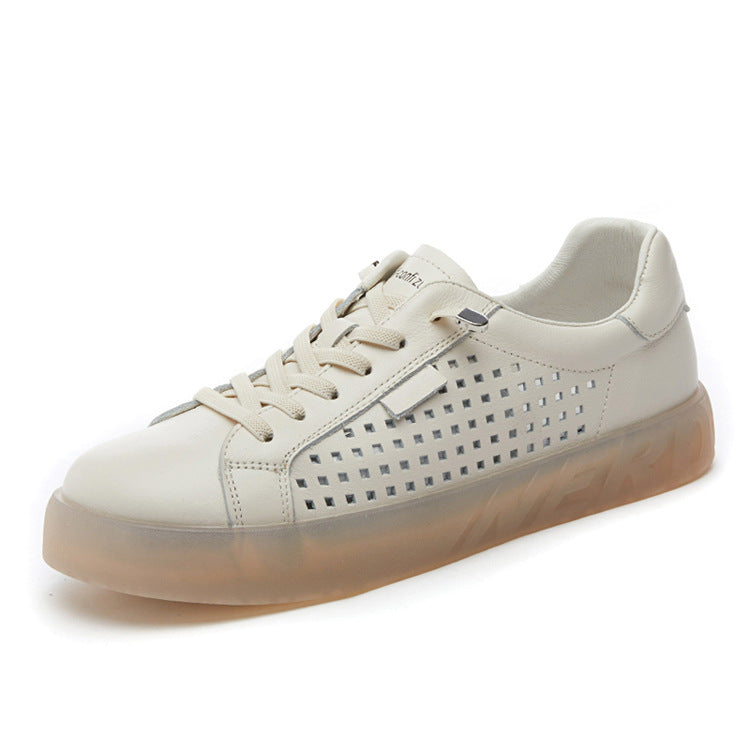 Women's Genuine Flat Hollowed Tendon Bottom Retro Breathable Soft Sneakers