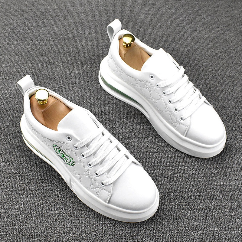 Men's Height Increasing Board Korean Style Breathable Platform Low Top Casual Shoes