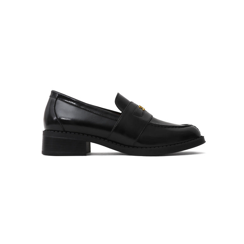 Women's Flat Arc Small Golden Button Platform Loafers