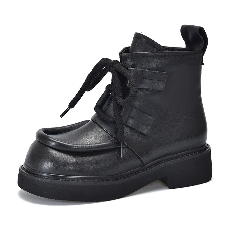 Women's Cowhide Platform Martin Retro Handmade Large Boots