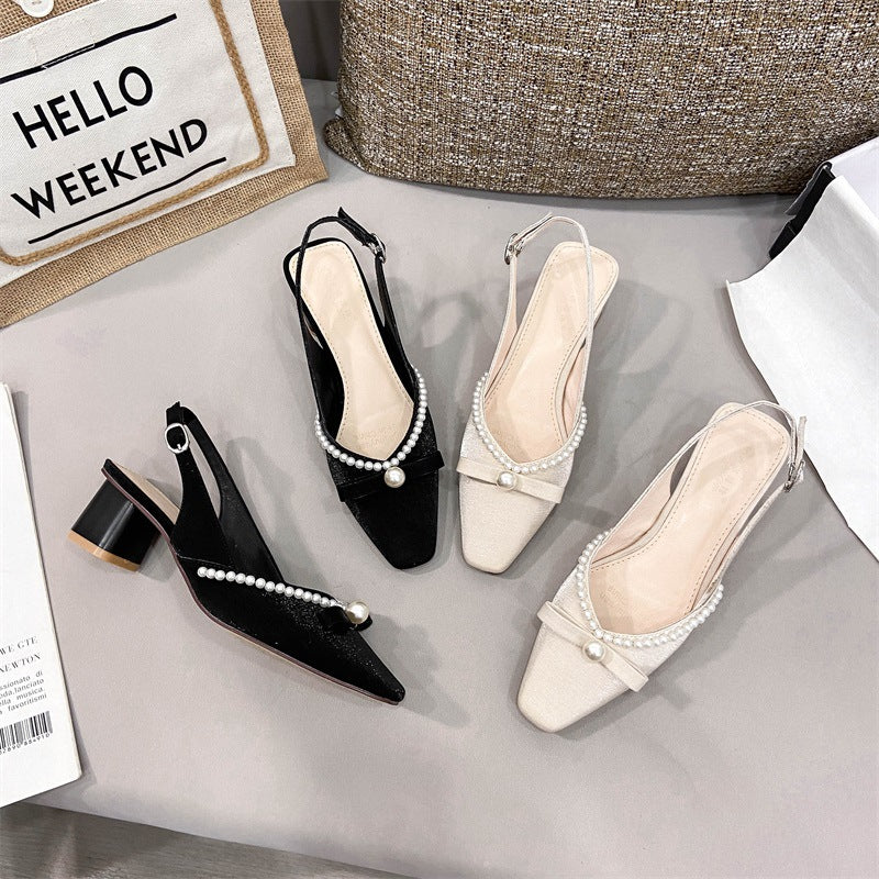 Women's Style Closed Toe Mid Summer Bow Heels