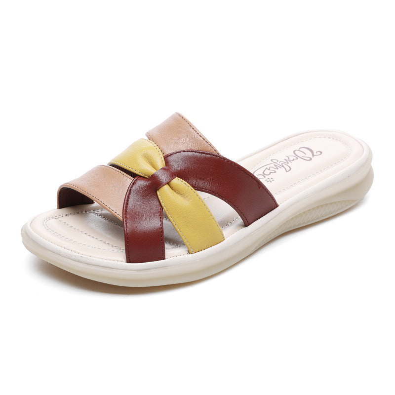 Women's Mom Summer Flat Color Matching Flip-flops Sandals