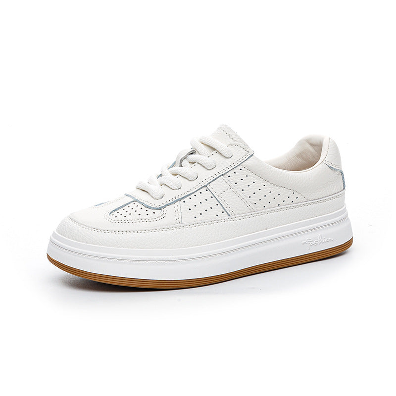 Women's Layer Cowhide Easy Wear Hollow Hole Men's Shoes