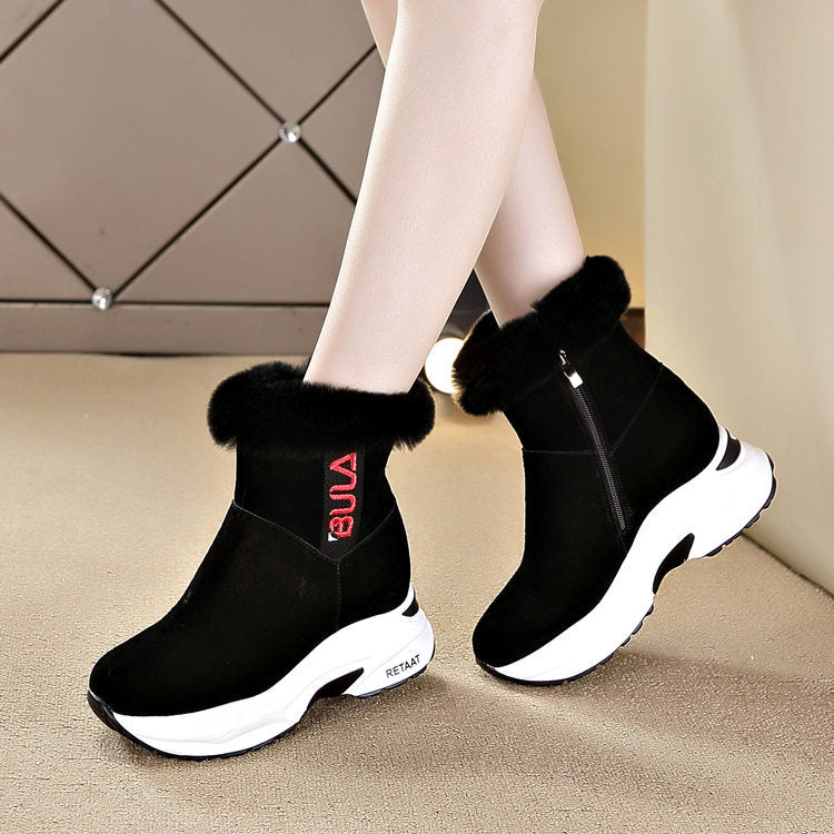 Women's Wedge Plus Veet Cotton Height Increasing Snow Boots