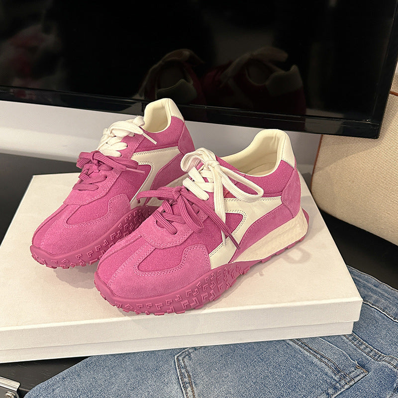 Women's Height Increasing Insole Retro Color Matching Casual Shoes