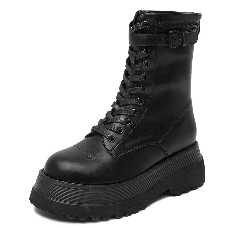 Women's For Paris Retro Platform Height Increasing Middle Boots