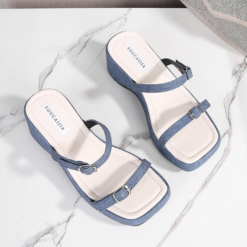 Plus Size Widened Platform With Roman Sandals