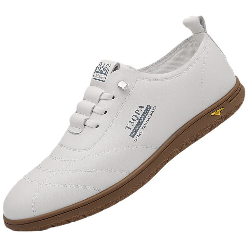 Men's Breathable Soft Bottom White Slip-on Lazy Leather Shoes