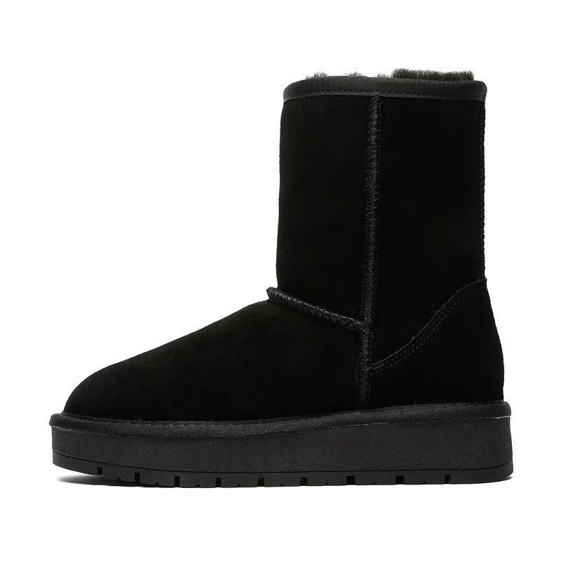 Women's Sheepskin Fur Integrated Platform Winter Warm Snow Boots