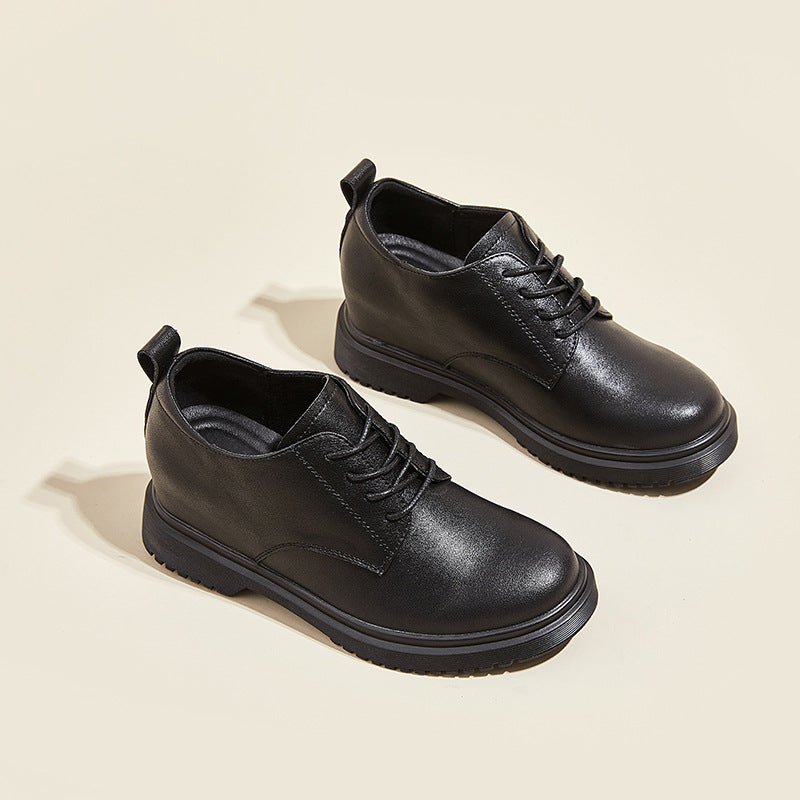 Women's Height Increasing Insole Small All Black Wedge Deep Mouth Casual Shoes
